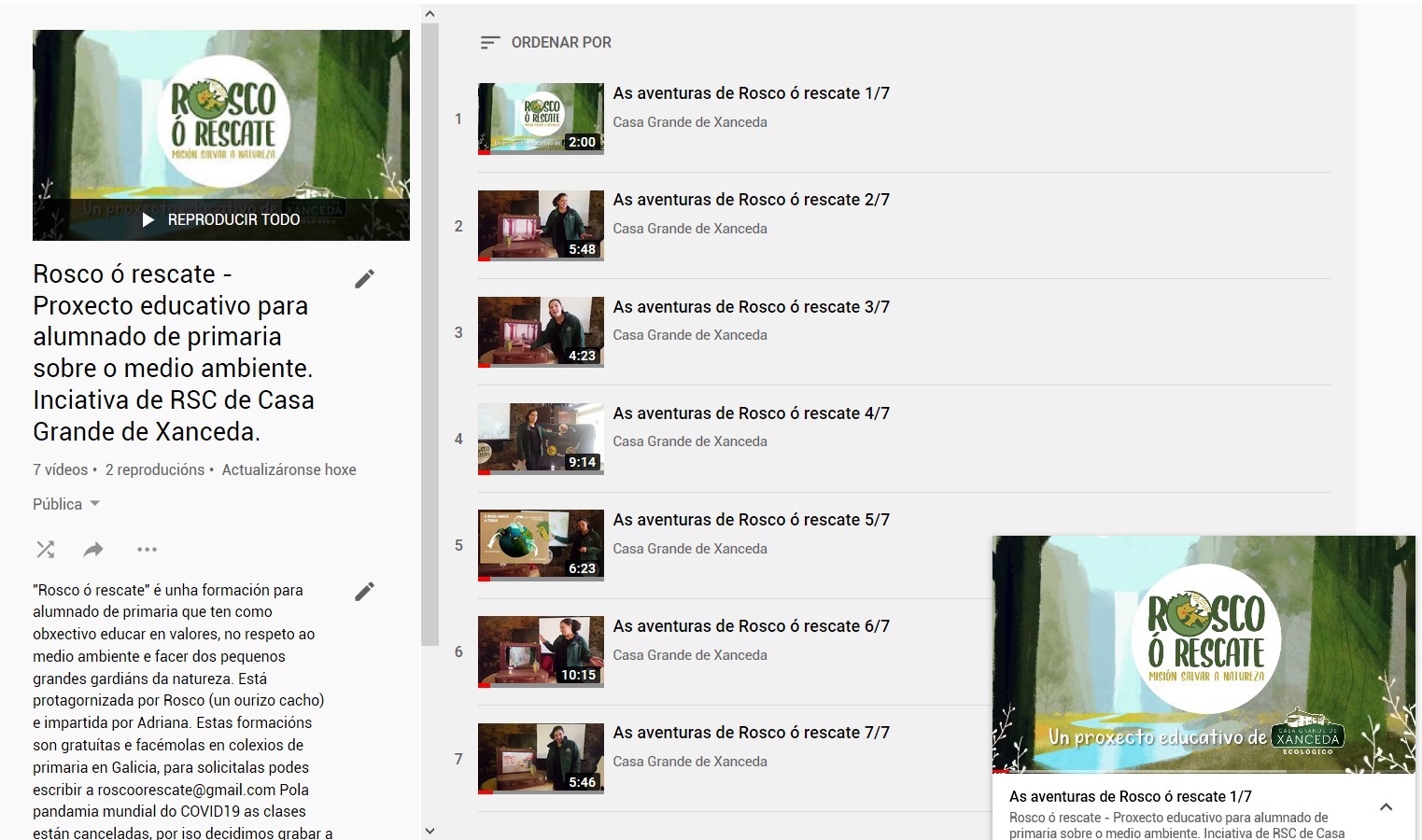 Siete capitulos de Rosco ó Rescate en Youtube